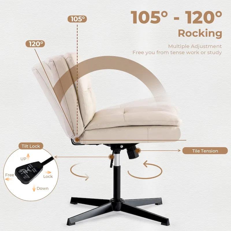 Chaise de bureau à domicile sans accoudoirs, chaise de coiffeuse sans roulettes