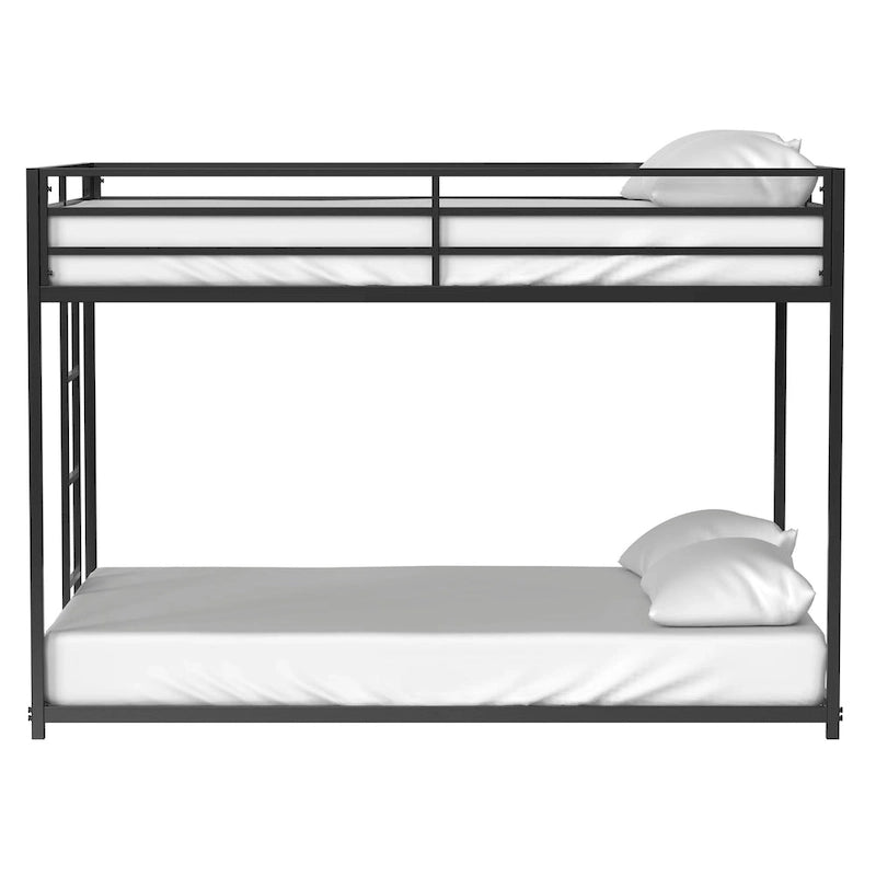 Modern Full-Size Bunk Bed (with Black Metal Guardrails)