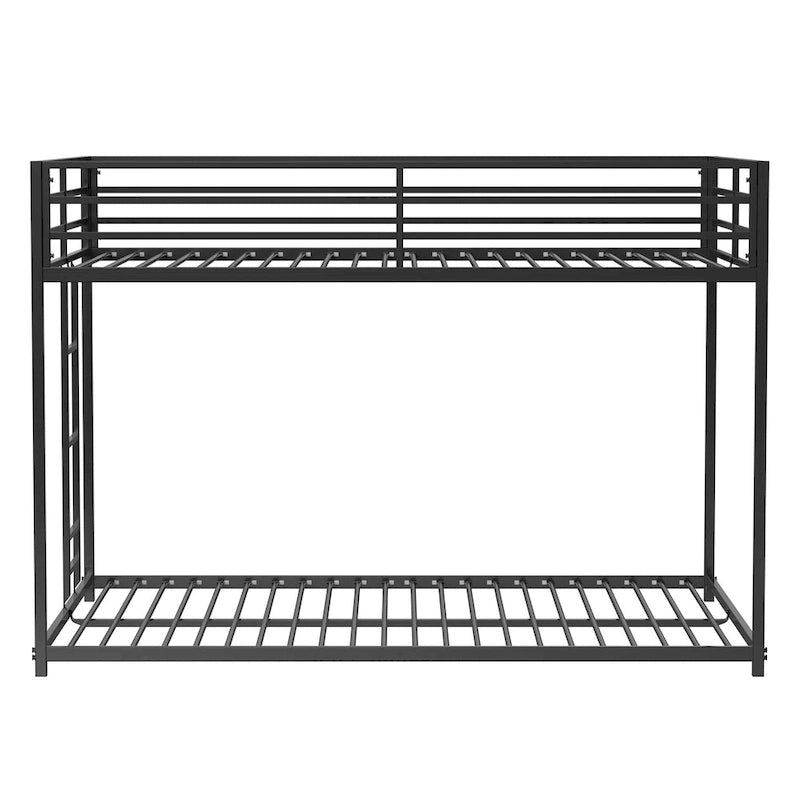 Modern Full-Size Bunk Bed (with Black Metal Guardrails)