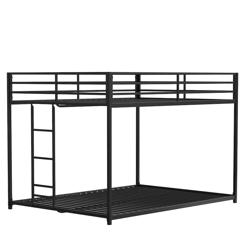 Modern Full-Size Bunk Bed (with Black Metal Guardrails)