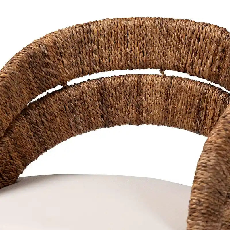 Bohemian Natural Seagrass and Mahogany Wood Dining Chair