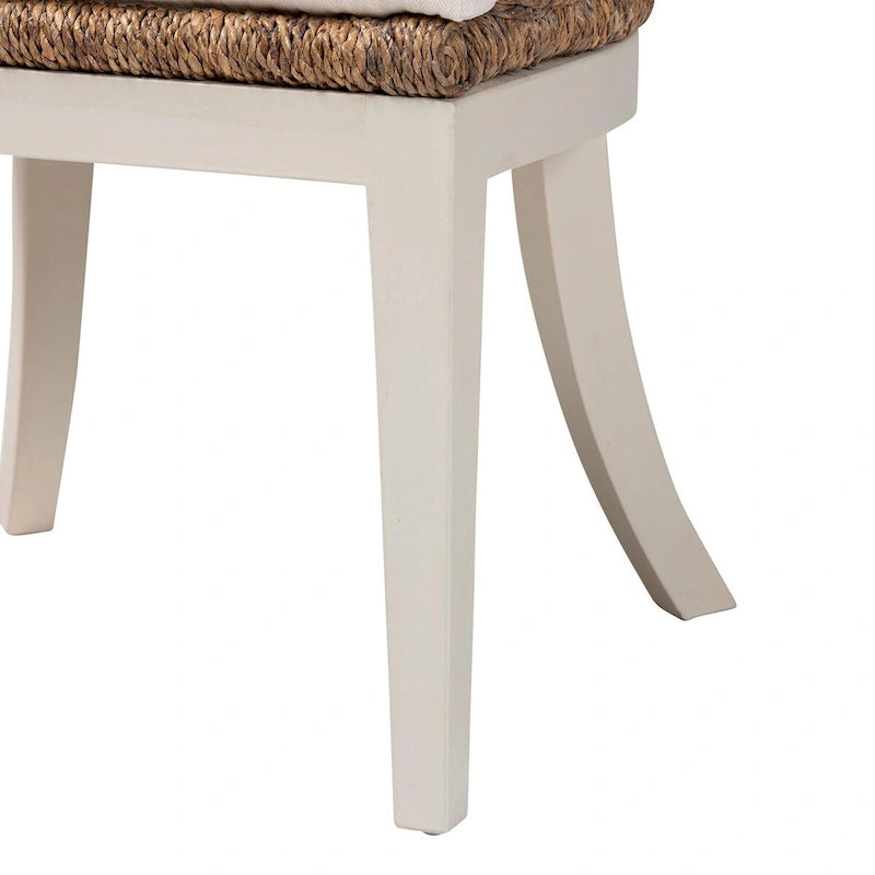 Bohemian Natural Seagrass and Mahogany Wood Dining Chair